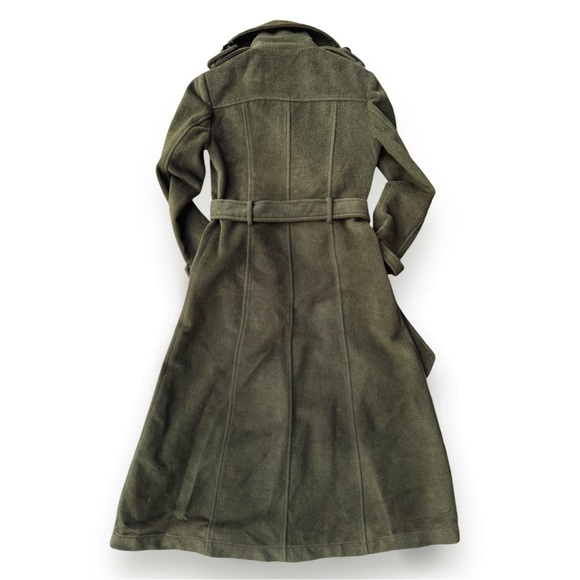 Express Olive Green Trench Double-Breasted Belted Military Small - Picture 4 of 7